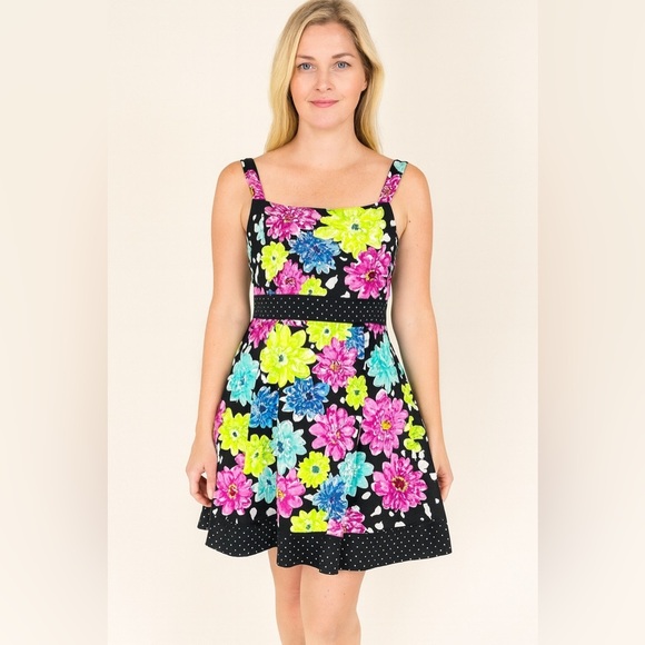 Bonnie‎ Jean Girls Floral Fit & Flare Dress Size 18.5 Plus Easter Party - Picture 1 of 9